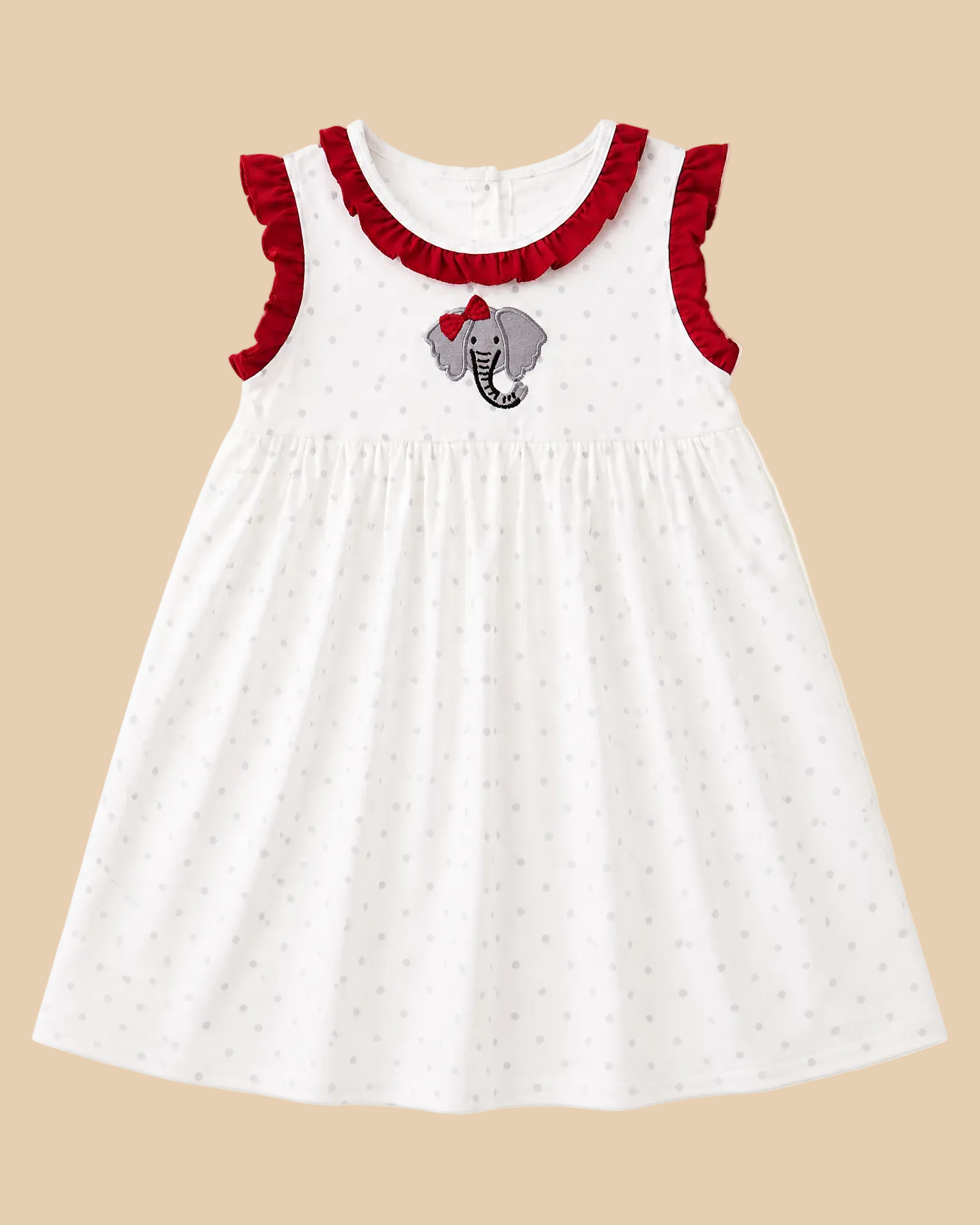 Elephant Appliqué Ruffled Dress