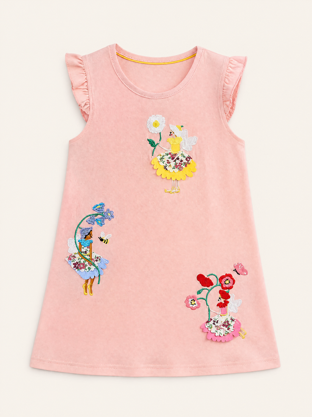 Embroidered Ruffle Sleeve Casual Dress