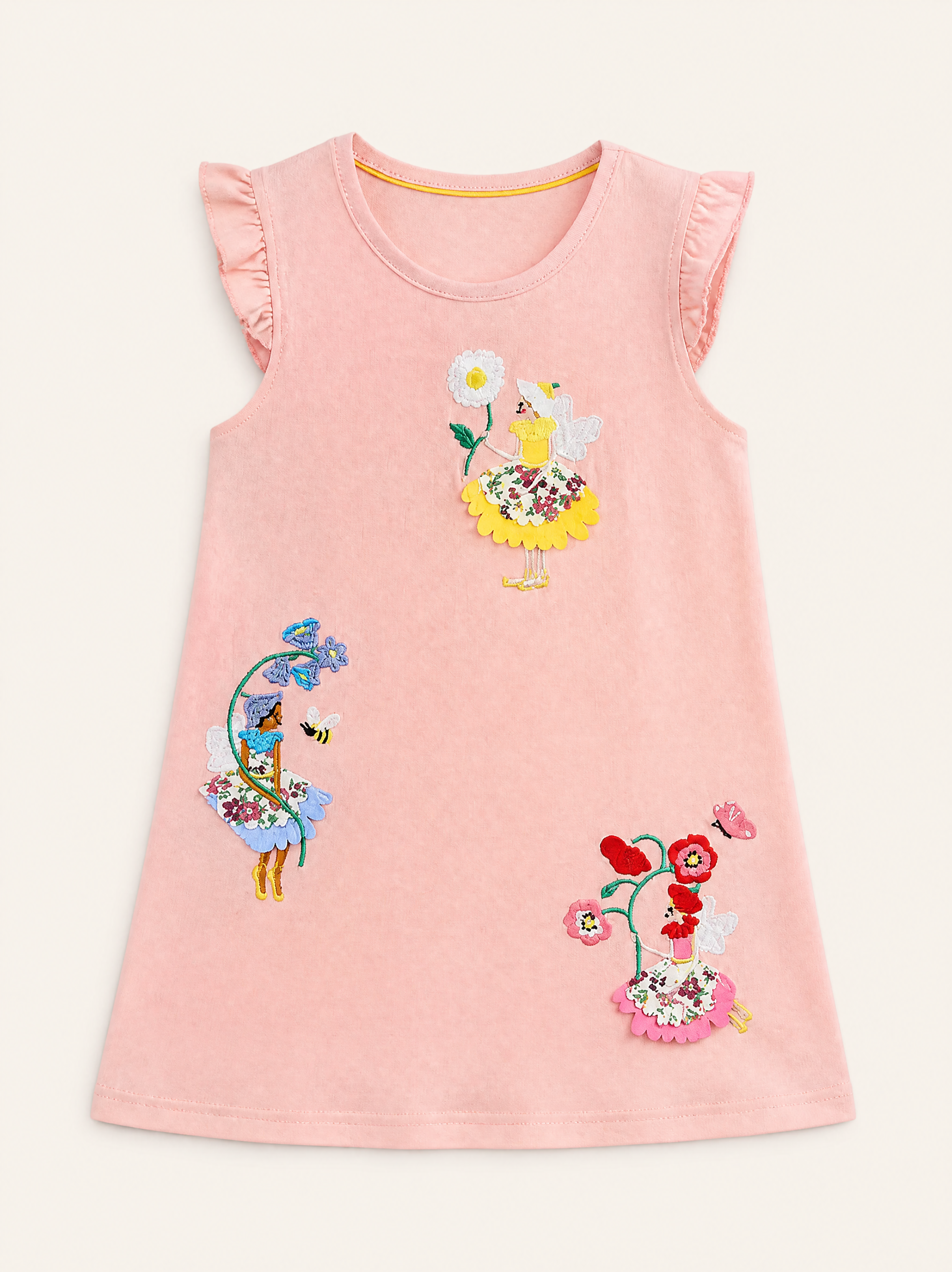 Embroidered Ruffle Sleeve Casual Dress