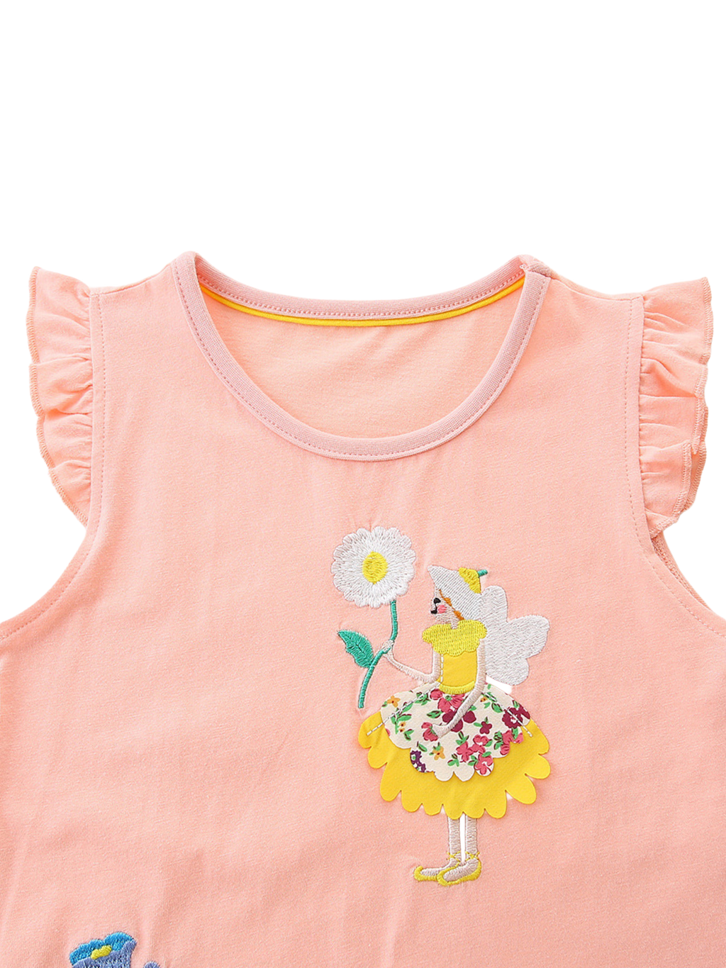 Embroidered Ruffle Sleeve Casual Dress