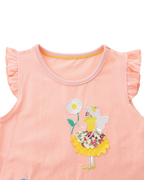Kids Pink Embroidered Ruffle Sleeve Dress