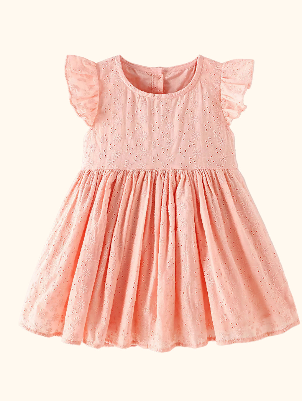 Eyelet Flutter Sleeve Dress