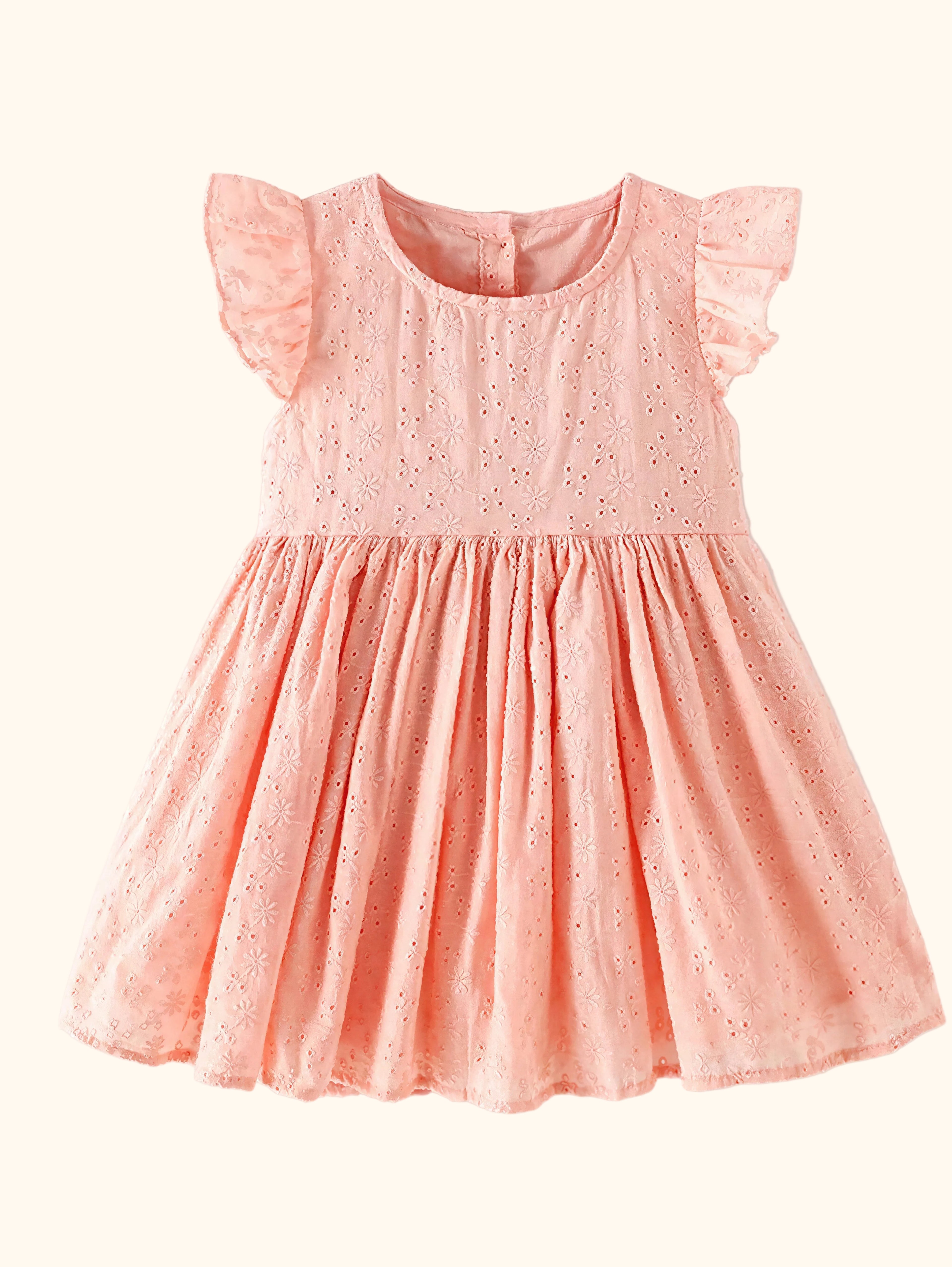 Eyelet Flutter Sleeve Dress