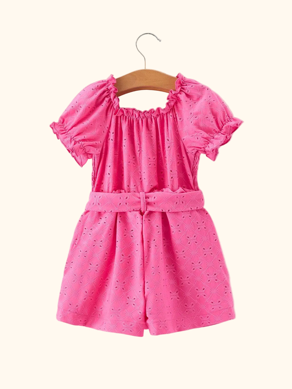 Eyelet Smocked Bow Short-Sleeve Romper
