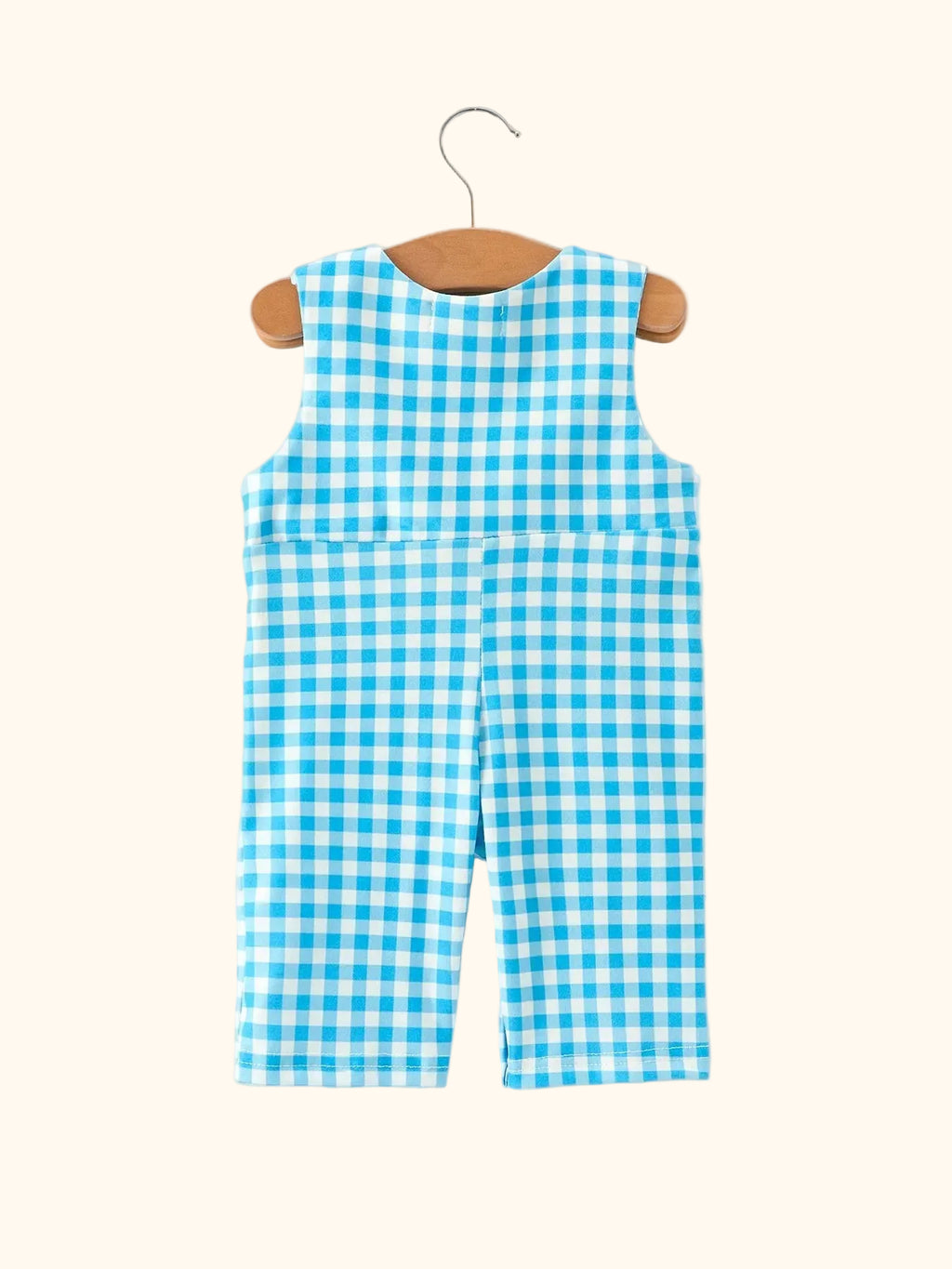 Fish Embroidered Smocked Plaid Baby Romper