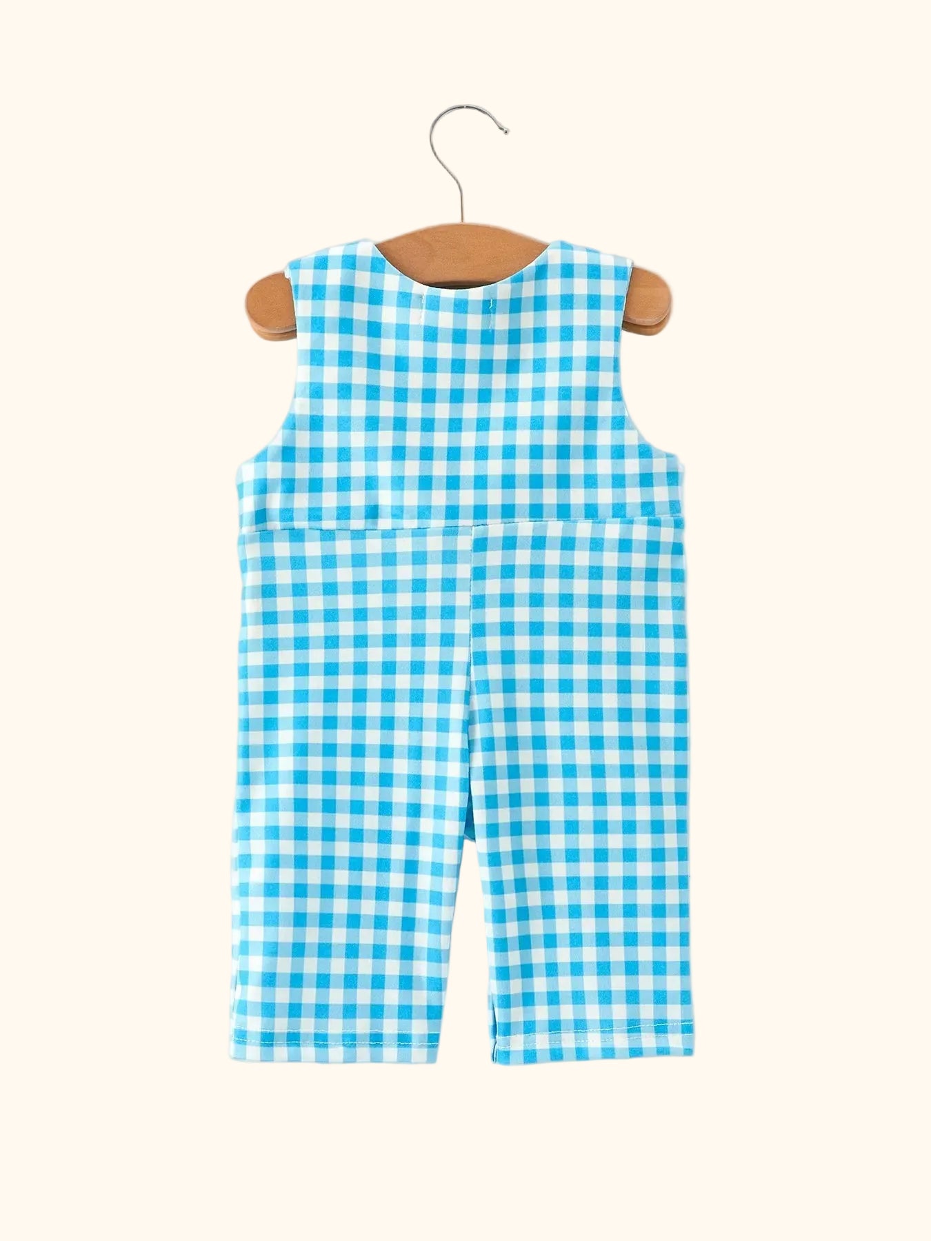 Fish Embroidered Smocked Plaid Baby Romper