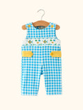 Fish Embroidered Smocked Plaid Baby Romper