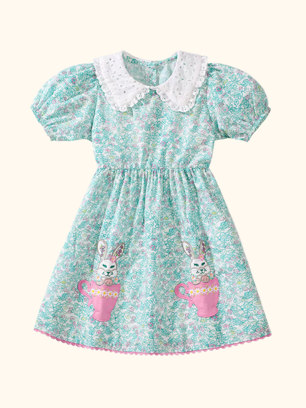 Floral Print Bunny Peter Pan Collar Dress