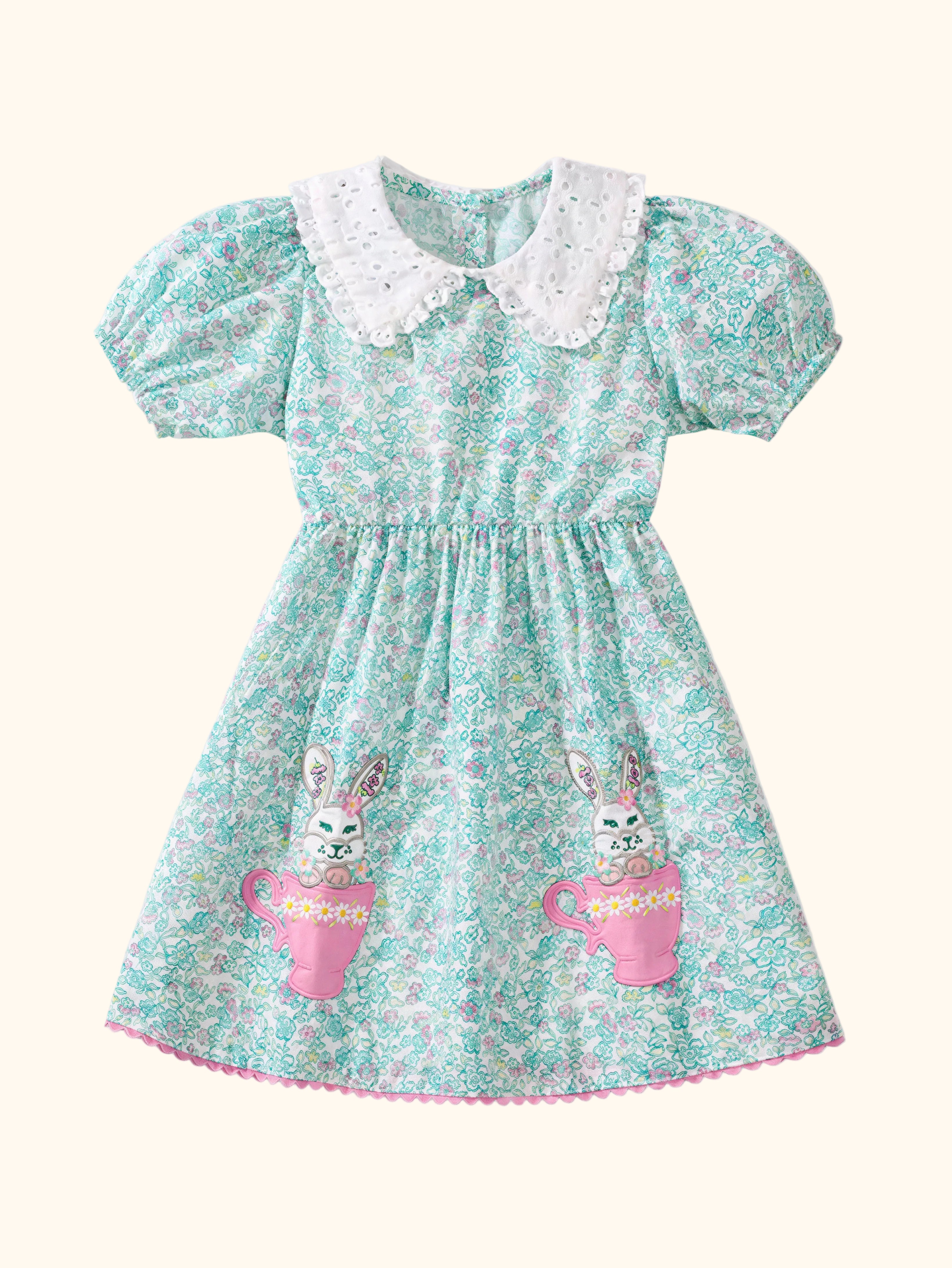 Floral Print Bunny Peter Pan Collar Dress