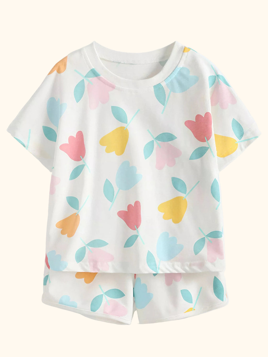 Floral Print Tee and Shorts Set