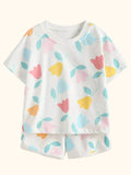 Floral Print Tee and Shorts Set