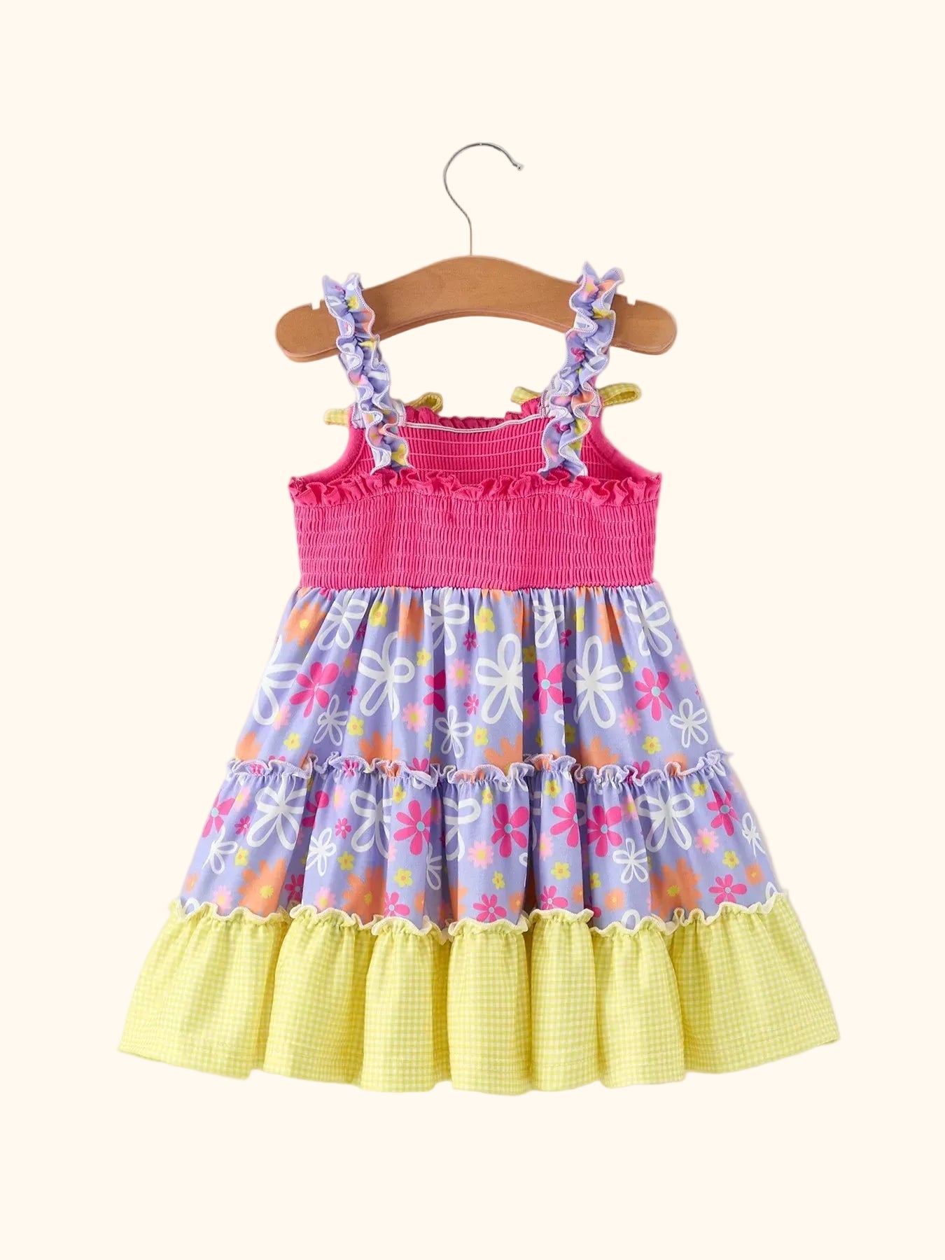 Floral Smocked Bow Ruffle Dress