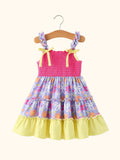 Floral Smocked Bow Ruffle Dress