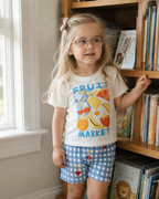 Kids Fruit Market Graphic Tee & Gingham Shorts Set