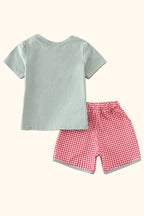 Baby  Green Farm French Knot T-Shirt & Gingham Shorts Set
