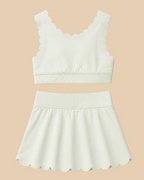 Green scalloped active top and matching kids skort, back product view