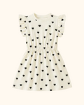 Heart Print Ruffle Sleeve Dress