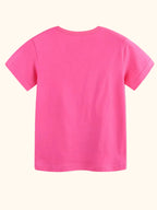 Hot pink kids short sleeve T-shirt with plain back, back product view