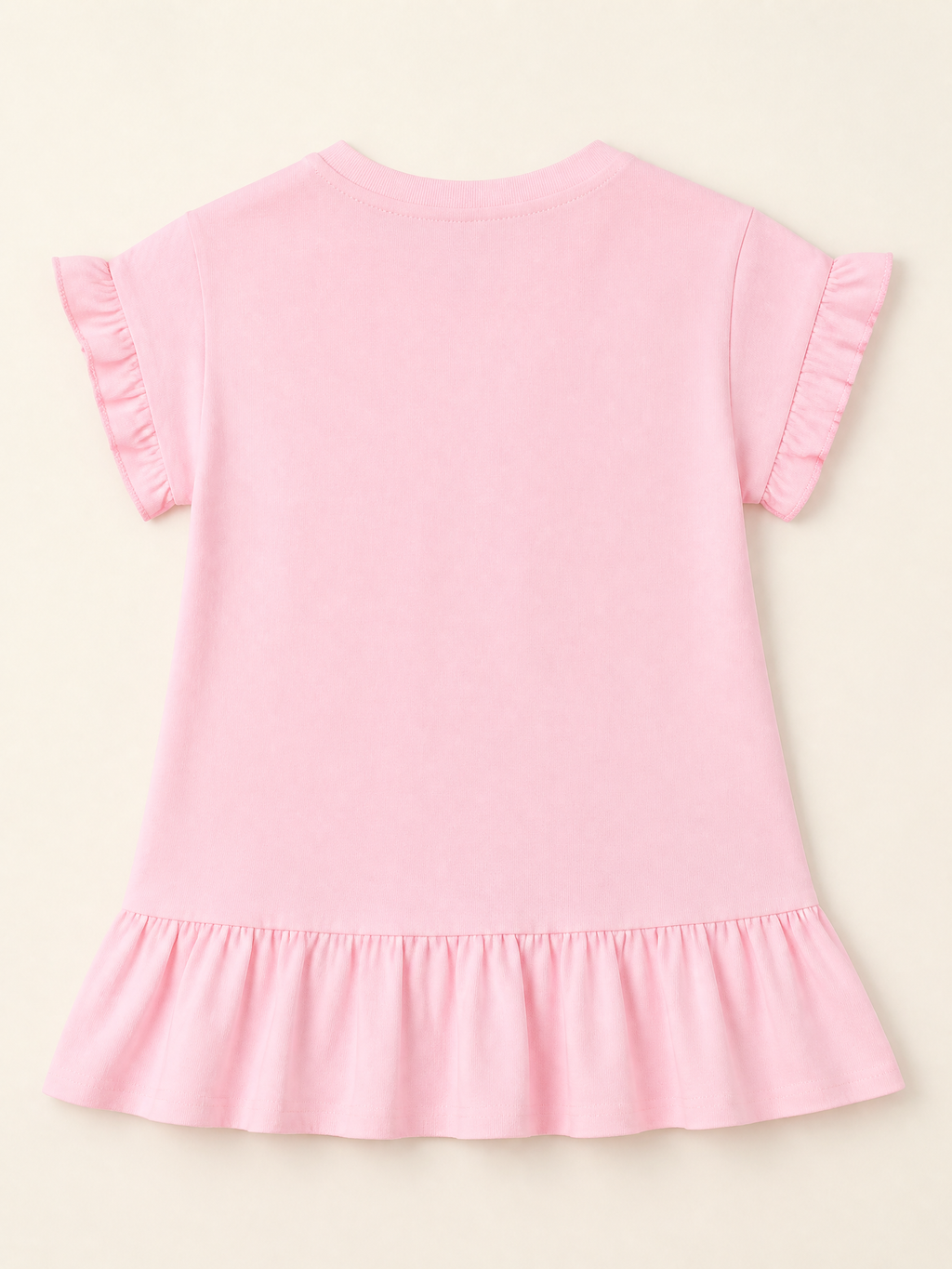 Kids Bunny Appliqué Ruffle Hem Cotton Dress