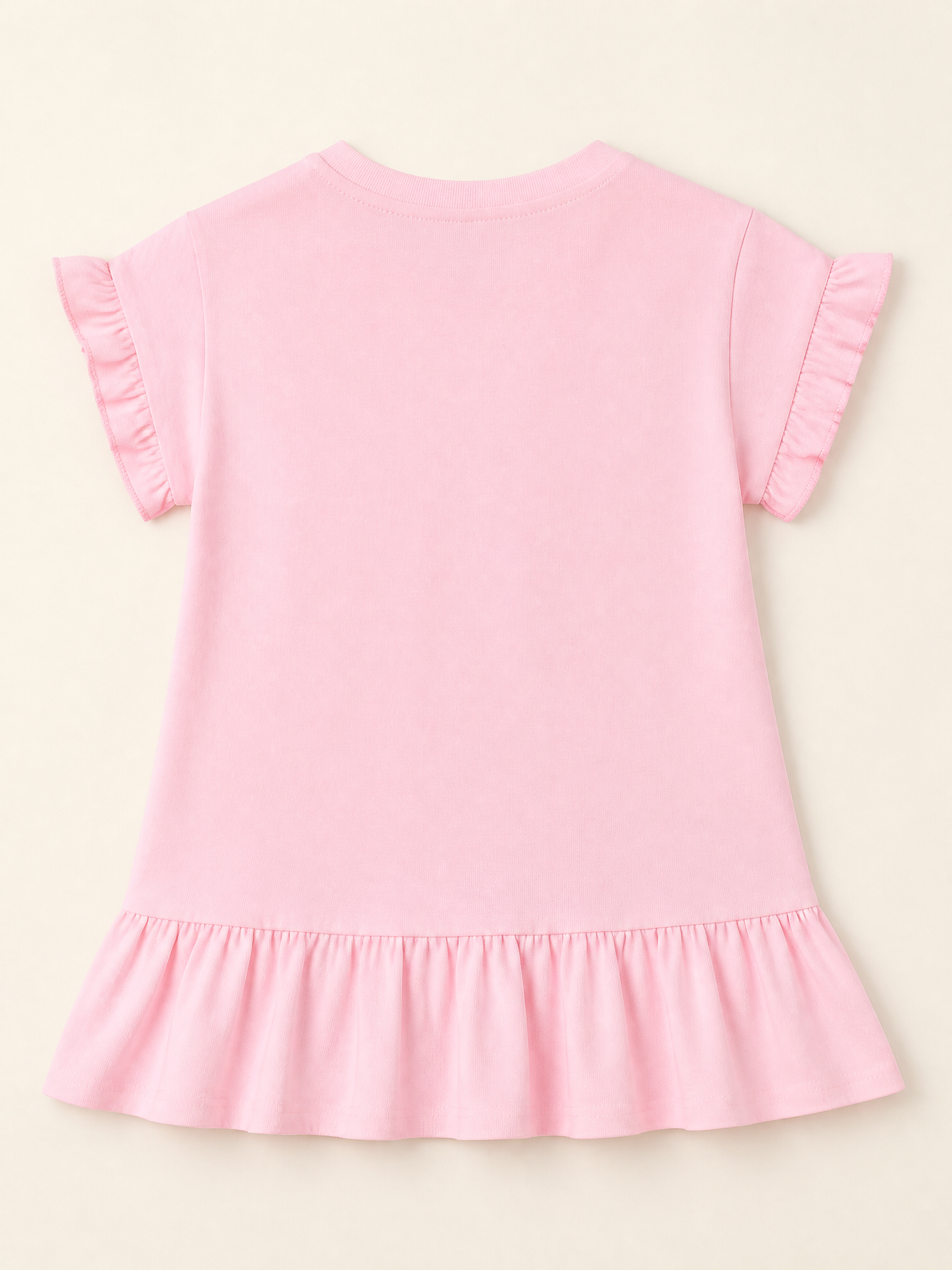 Kids Bunny Appliqué Ruffle Hem Cotton Dress