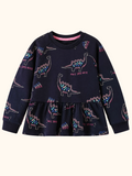 Kids Dinosaur Print Ruffle Hem Sweatshirt
