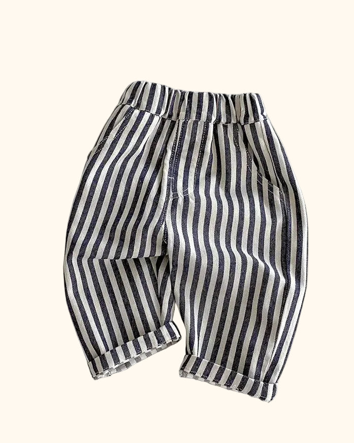 Kids Elastic Waist Tapered Trousers - Stripe
