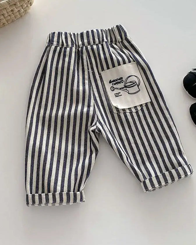 Kids Elastic Waist Tapered Trousers - Stripe