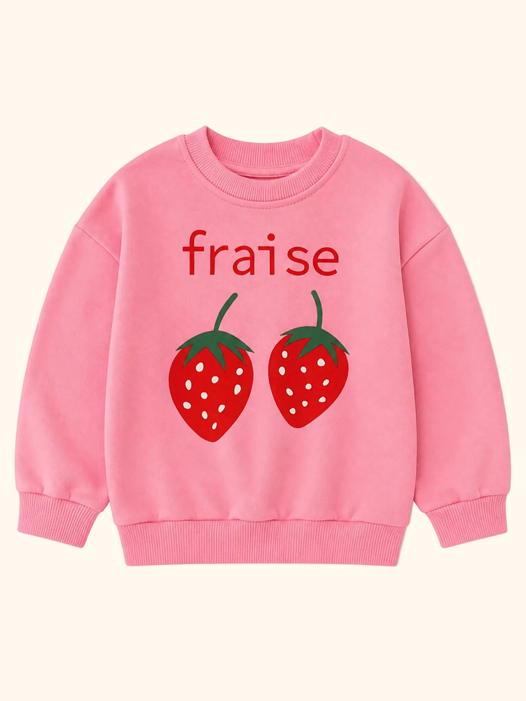 Kids Strawberry Graphic Crew Neck Sweatshirt