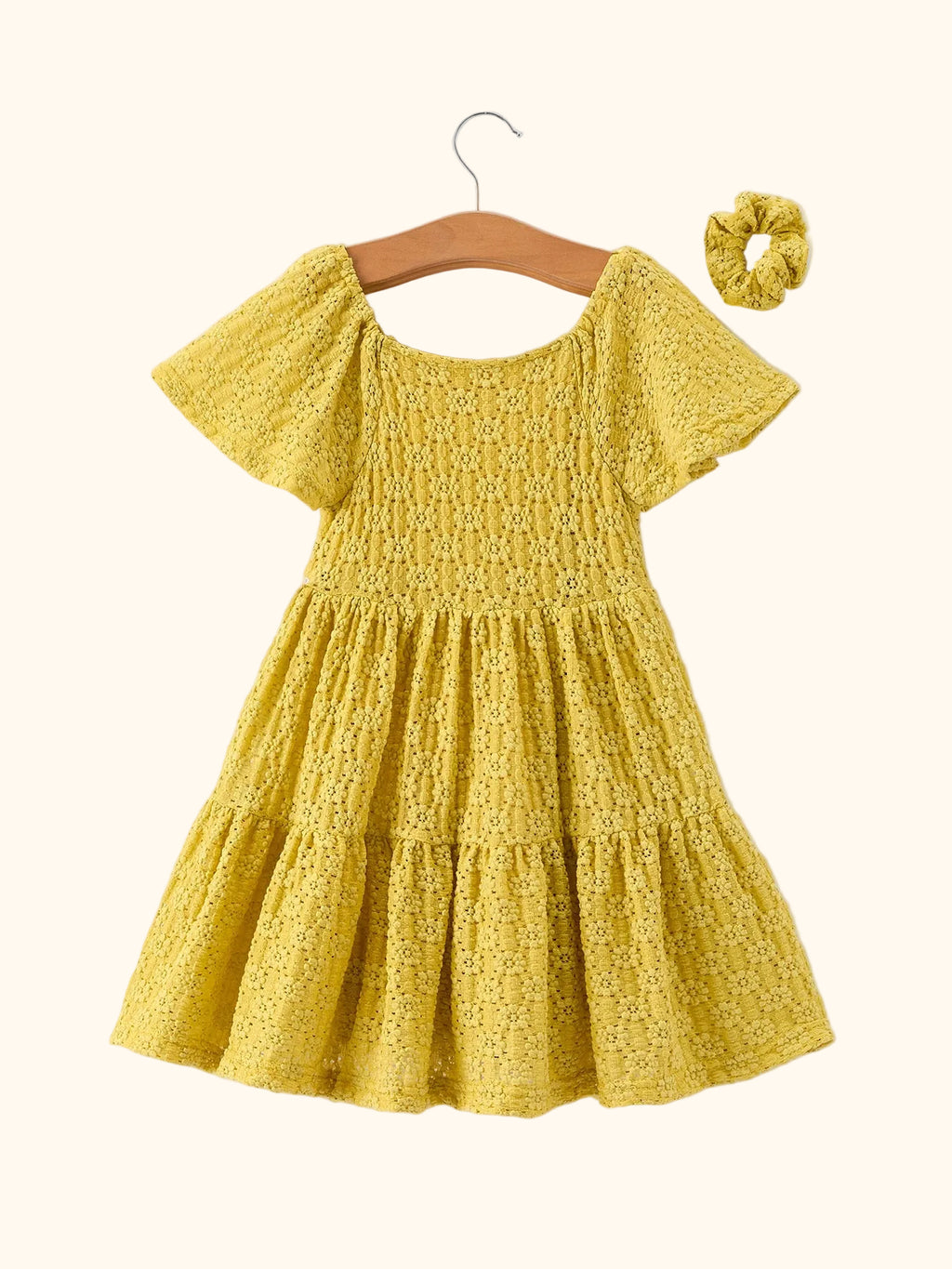 Lace Tiered Dress & Matching Scrunchie Set