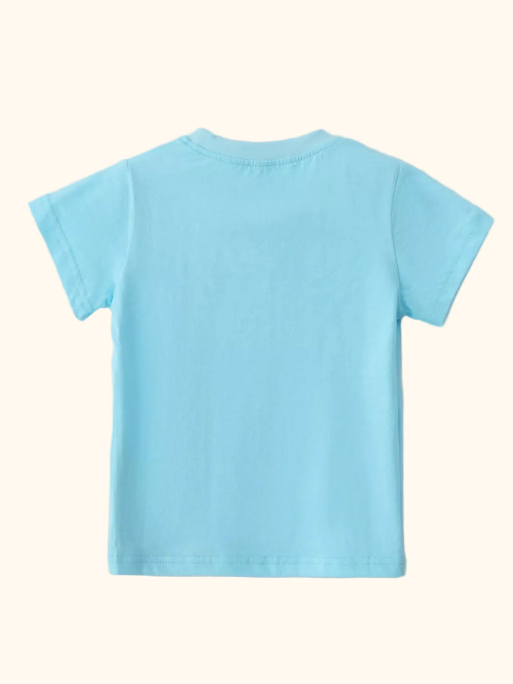 Lake blue kids short sleeve T-shirt with plain back, back product view