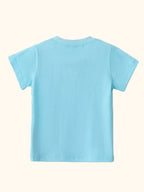 Lake blue kids short sleeve T-shirt with plain back, back product view