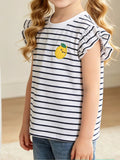Lemon Striped Ruffle Sleeve T-Shirt