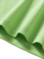 Light green kids Dino Island T-shirt with finished hem and cotton-blend texture, fabric close-up
