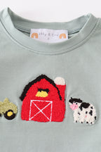 Baby  Green Farm French Knot T-Shirt & Gingham Shorts Set