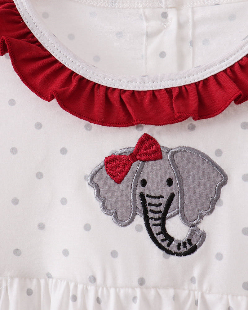 Elephant Appliqué Ruffled Dress