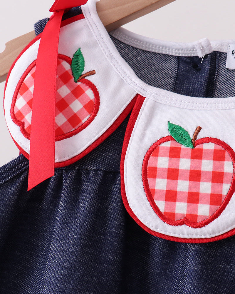Baby Apple Appliqué Gingham Bloomer Set