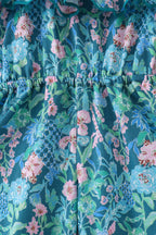 Lily Floral Cold-Shoulder Kids Jumpsuit - Blue