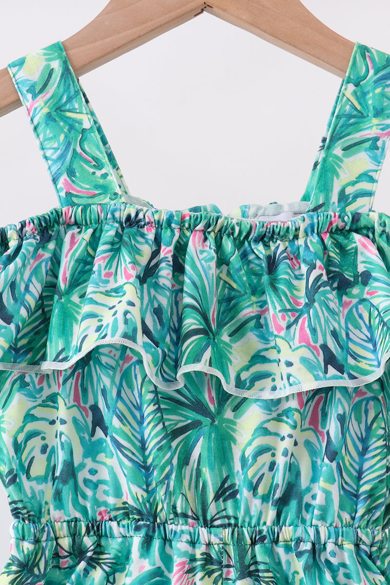 Lily Floral Cold-Shoulder Jumpsuit - Green