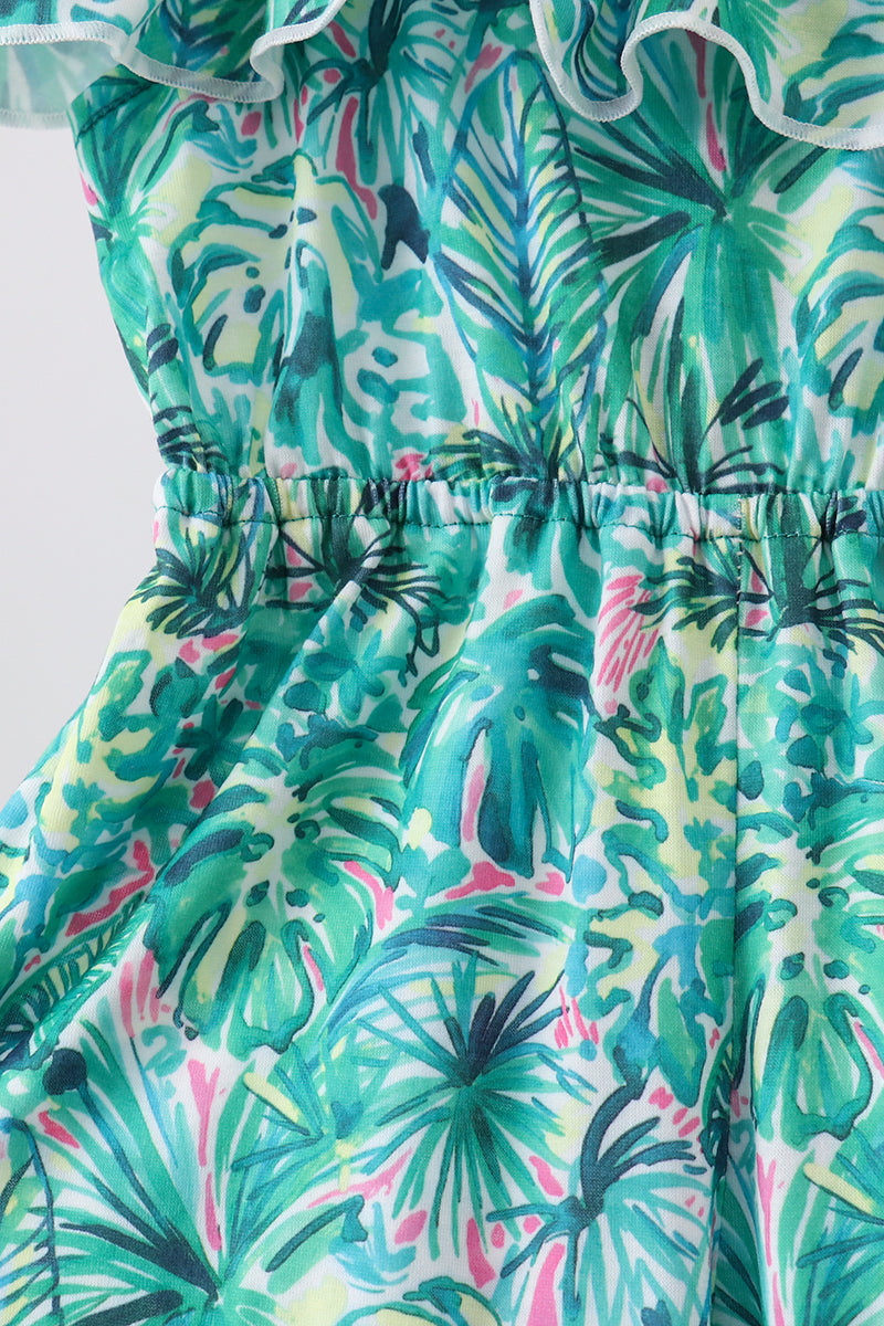 Lily Floral Cold-Shoulder Jumpsuit - Green