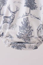 Khaki Deer Forest Bubble Romper