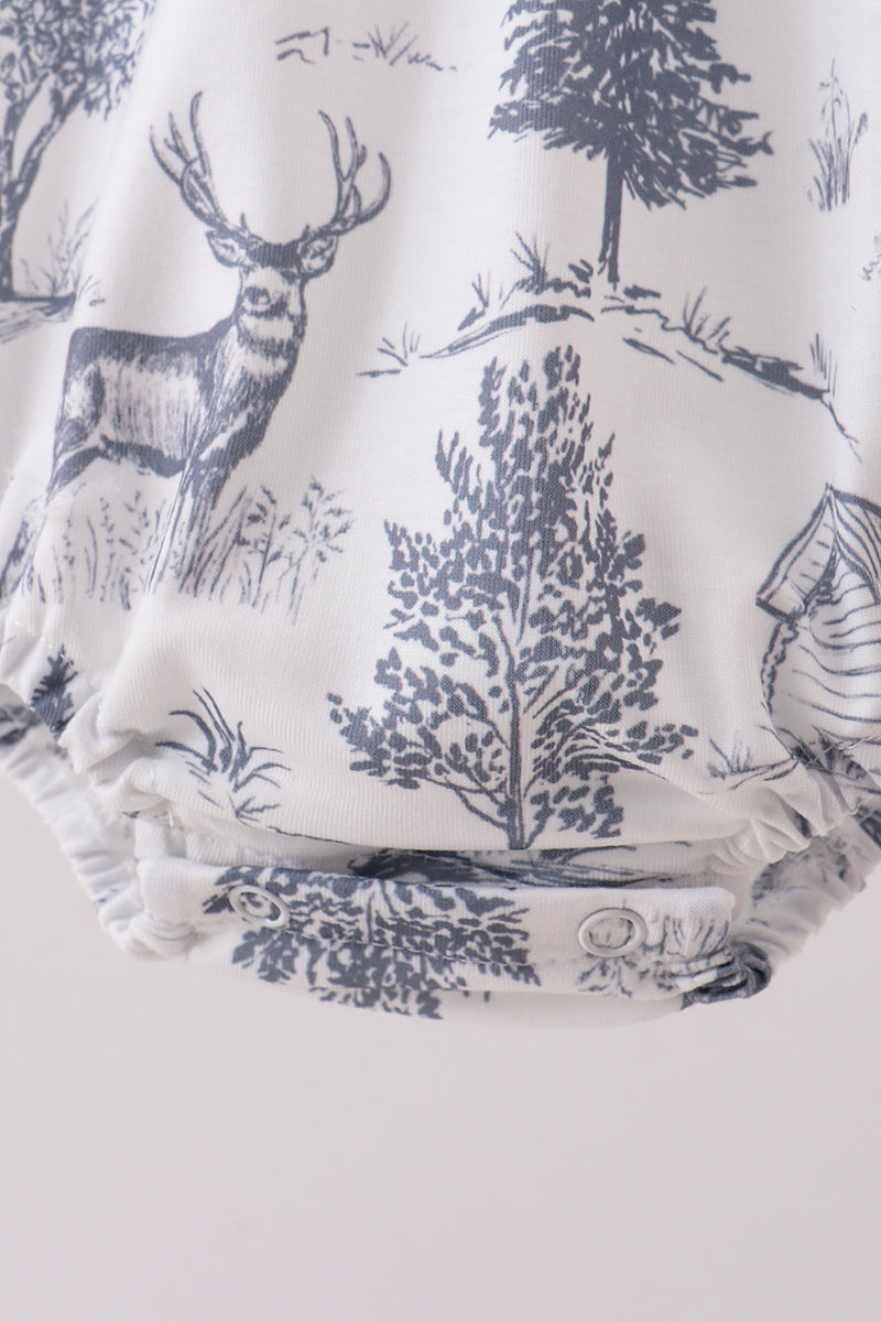 Khaki Deer Forest Bubble Romper