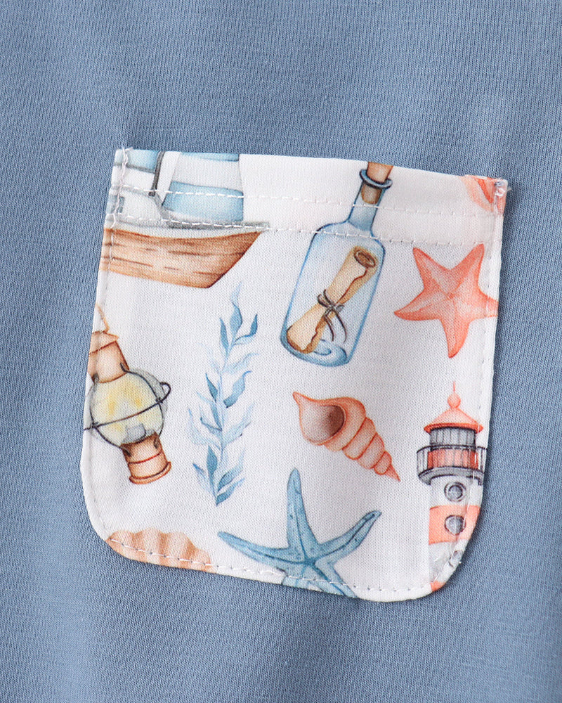 Sailboat Pocket T-Shirt and Nautical Shorts Set