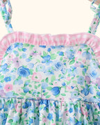 Baby Floral Tie-Strap Dress and Gingham Ruffle Shorts Set