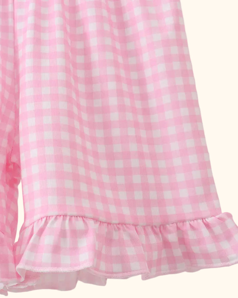 Baby Floral Tie-Strap Dress and Gingham Ruffle Shorts Set