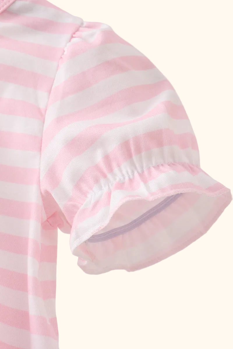 Pink Stripe Apple Book Appliqué Bubble