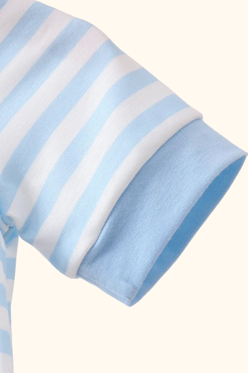 Blue Stripe Apple Book Appliqué Bubble Onesie