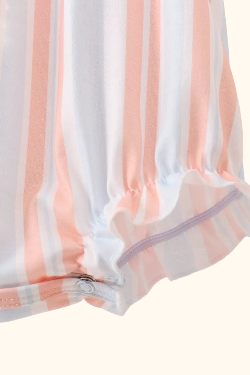 Baby Seashell Stripe Appliqué Bubble Romper