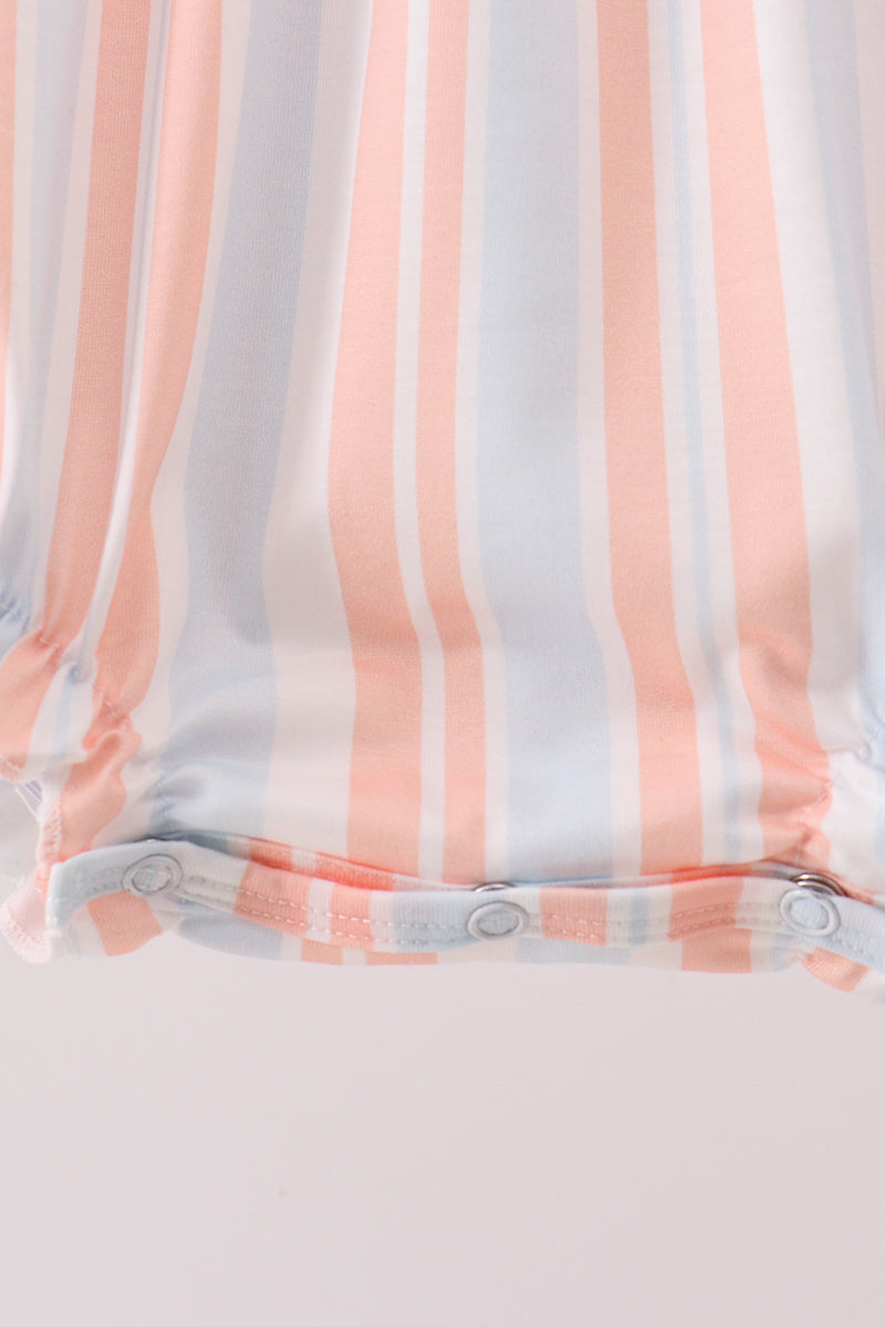 Baby Seashell Stripe Appliqué Bubble Romper