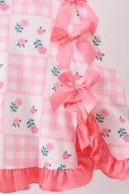 Baby Pink Floral Gingham Ruffle Dress
