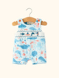 Marine Animal Smocked Embroidered Baby Romper